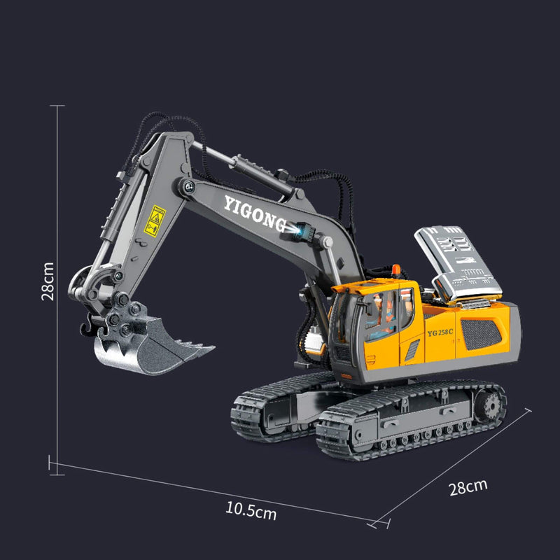 Escavadeira, Caminhão e Trator de Esteira de Controle Remoto Sem Fio - Yigong - Constru Toy
