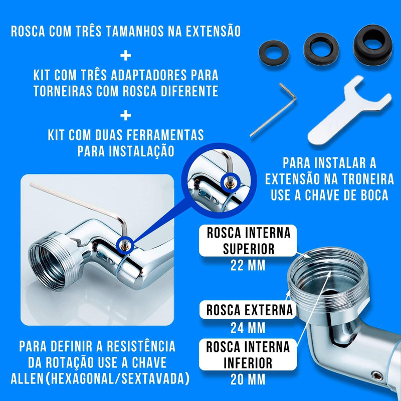 Extensão Articulada de Torneira - Metal Hidra
