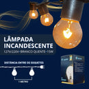 Varal de Luzes com Lâmpadas Incandescentes 127V/220V – 5m a 25m
