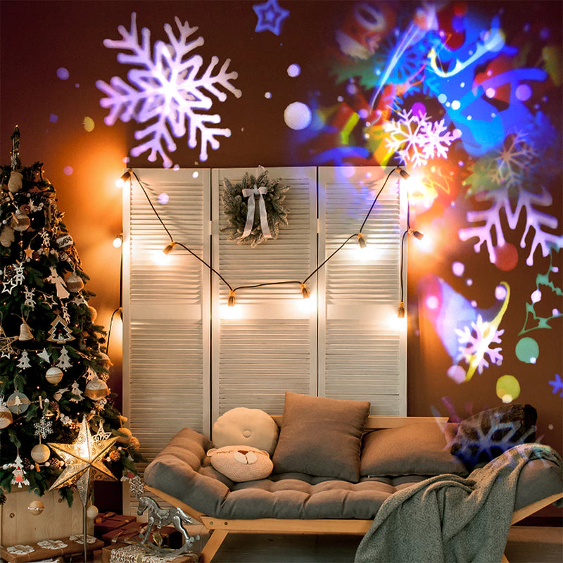 Projetor Natalino LED RGB Rotativo com Desenhos de Natal