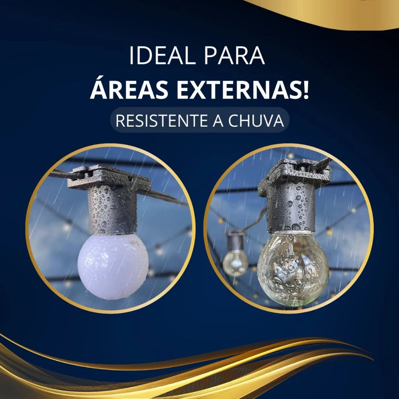 Varal de Luzes com Lâmpadas Incandescentes 127V/220V – 5m a 25m