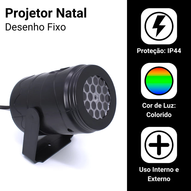 Projetor Natalino LED RGB Rotativo com Desenhos de Natal
